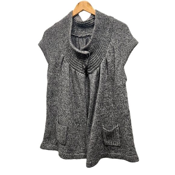 Lapis Womens Gray Cap Sleeve Knitted Front Pockets Cardigan Sweater Size Medium - Picture 5 of 12